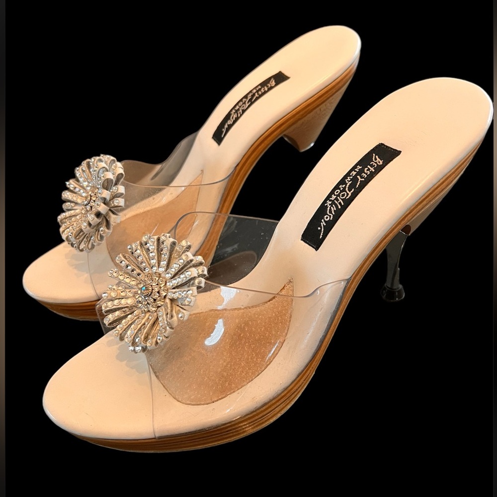 Betsy Johnson Polly Mules Heels Rhinestone